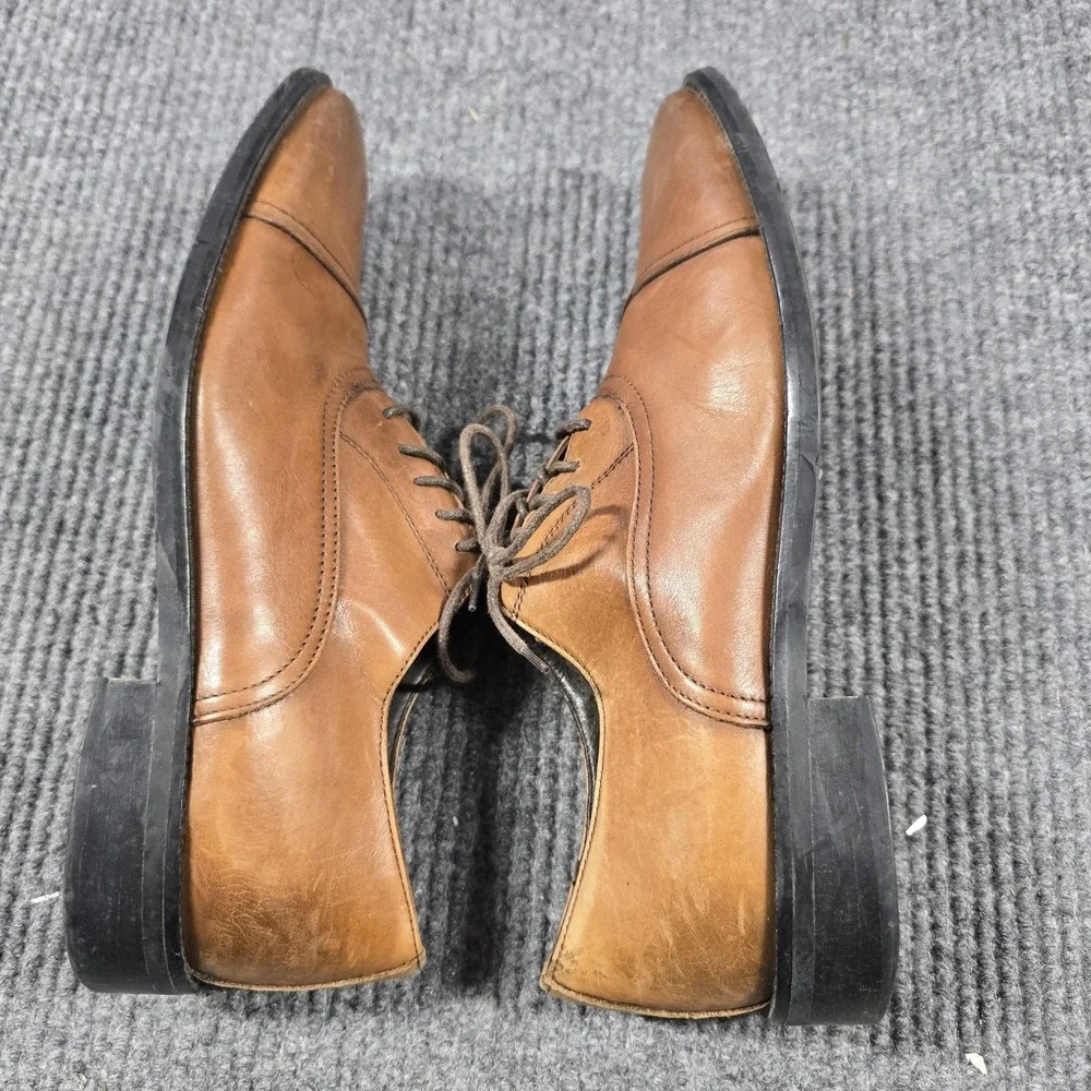 To Boot New York Shoes Mens Size 9 Brown Leather Cap Toe Oxford Dress Made Italy